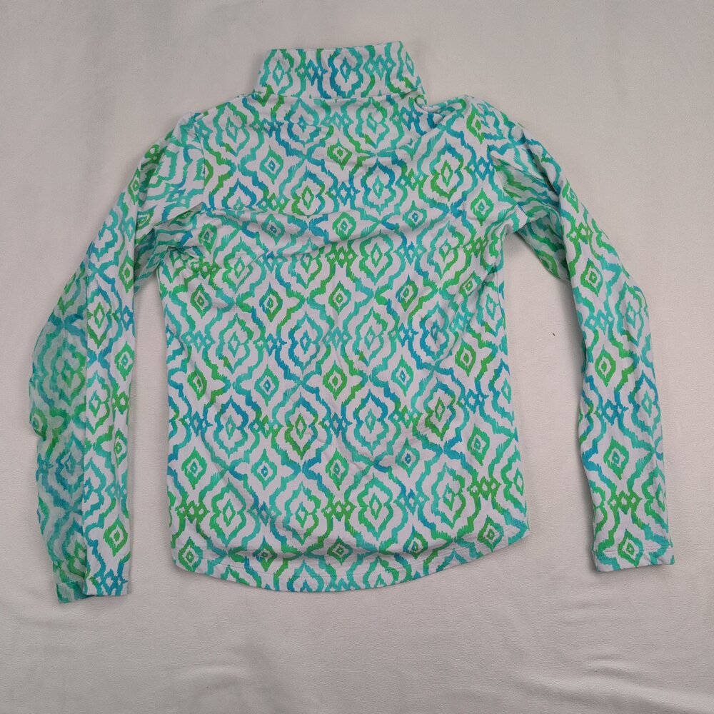 Ibkul Women's XS Long Sleeve Athletic Quarter-Zip Top Blue Green - Picture 3 of 10